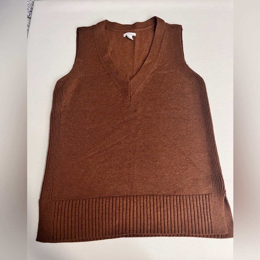 Daily Ritual Chocolate Knit Top Sweater Vest Small Oversized